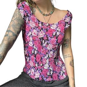 Y2K Pink & Purple Floral Tank Top • Size Small 🌸💜